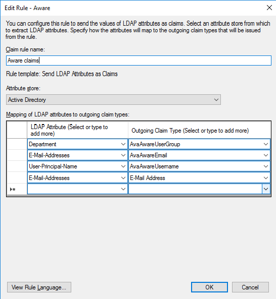 ADFS LDAP attributes